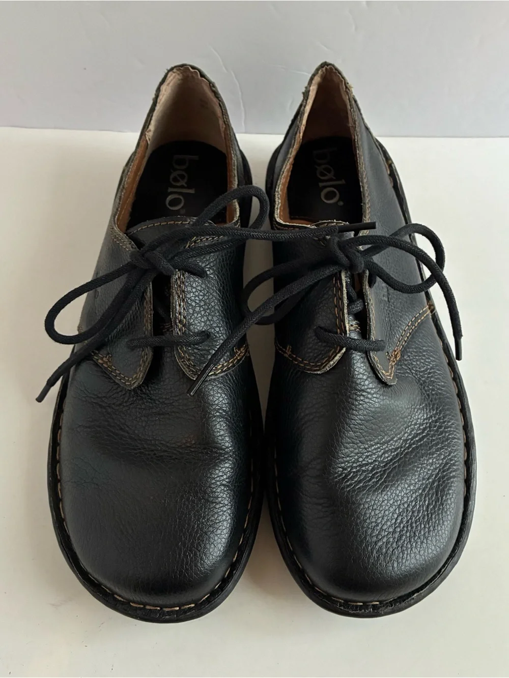 Bolo by Born Women’s 8 (39) Black Leather Lace Up Oxford Flats